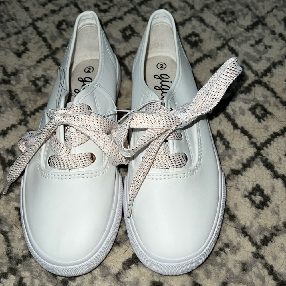 Size 2 Gigil Whitew Sneaker with Glittery Shoe Laces.  New without Tags